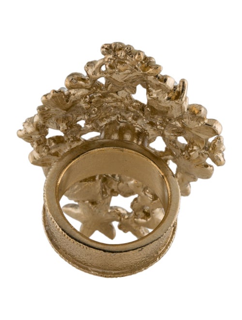 Chanel Faux Pearl & Strass Flower Cocktail Ring