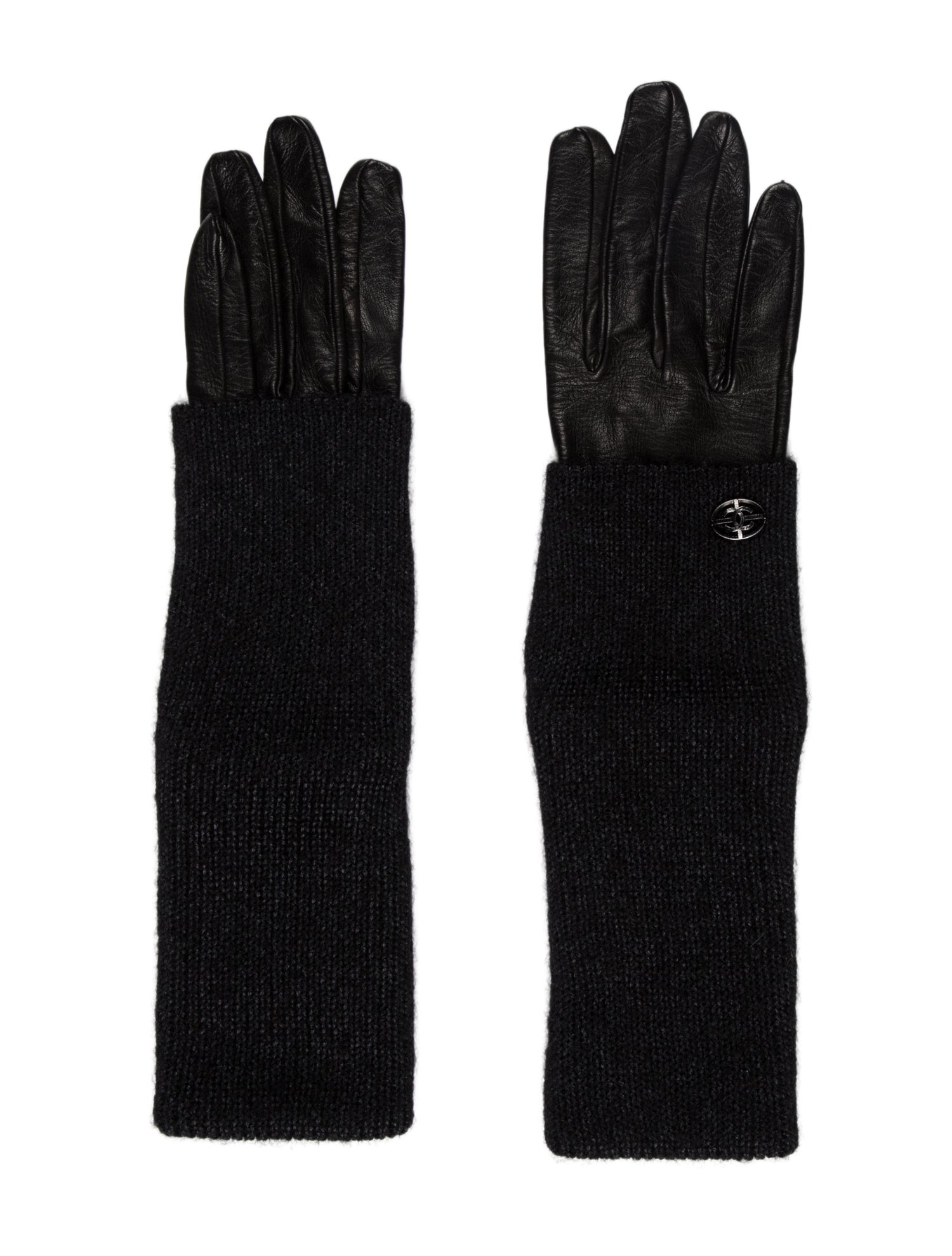 Chanel CC Wool & Leather Gloves