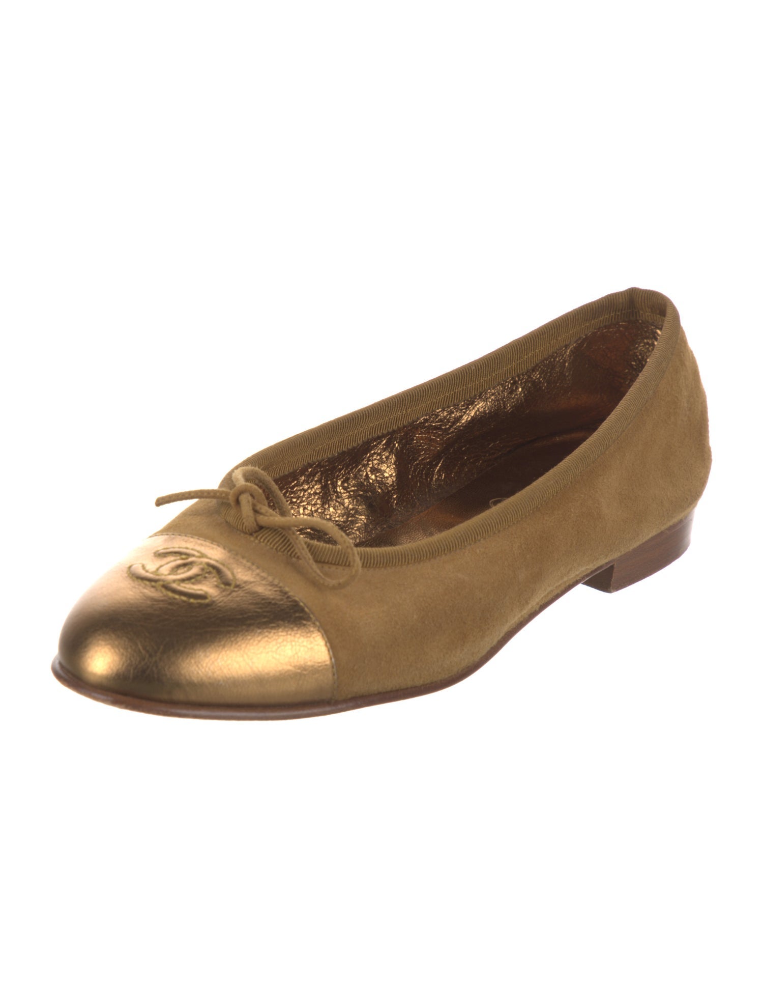 Chanel Interlocking CC Logo Suede Ballet Flats