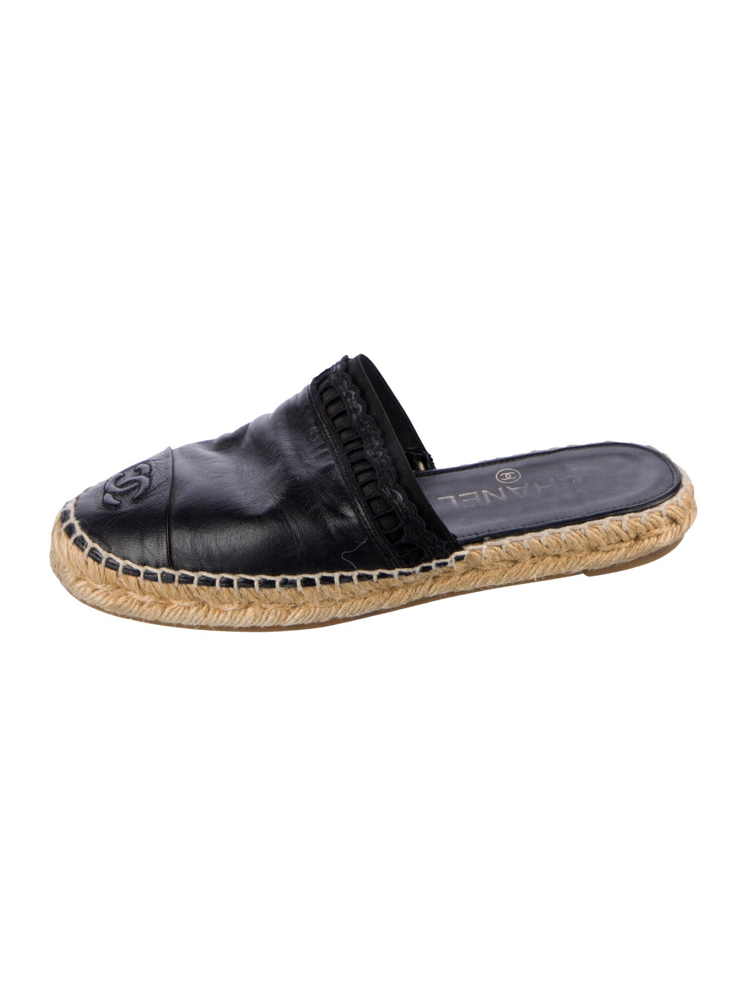 Chanel Interlocking CC Logo Leather Espadrilles