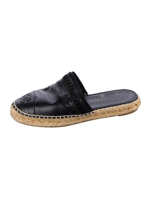 Chanel Interlocking CC Logo Leather Espadrilles