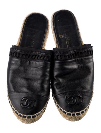 Chanel Interlocking CC Logo Leather Espadrilles