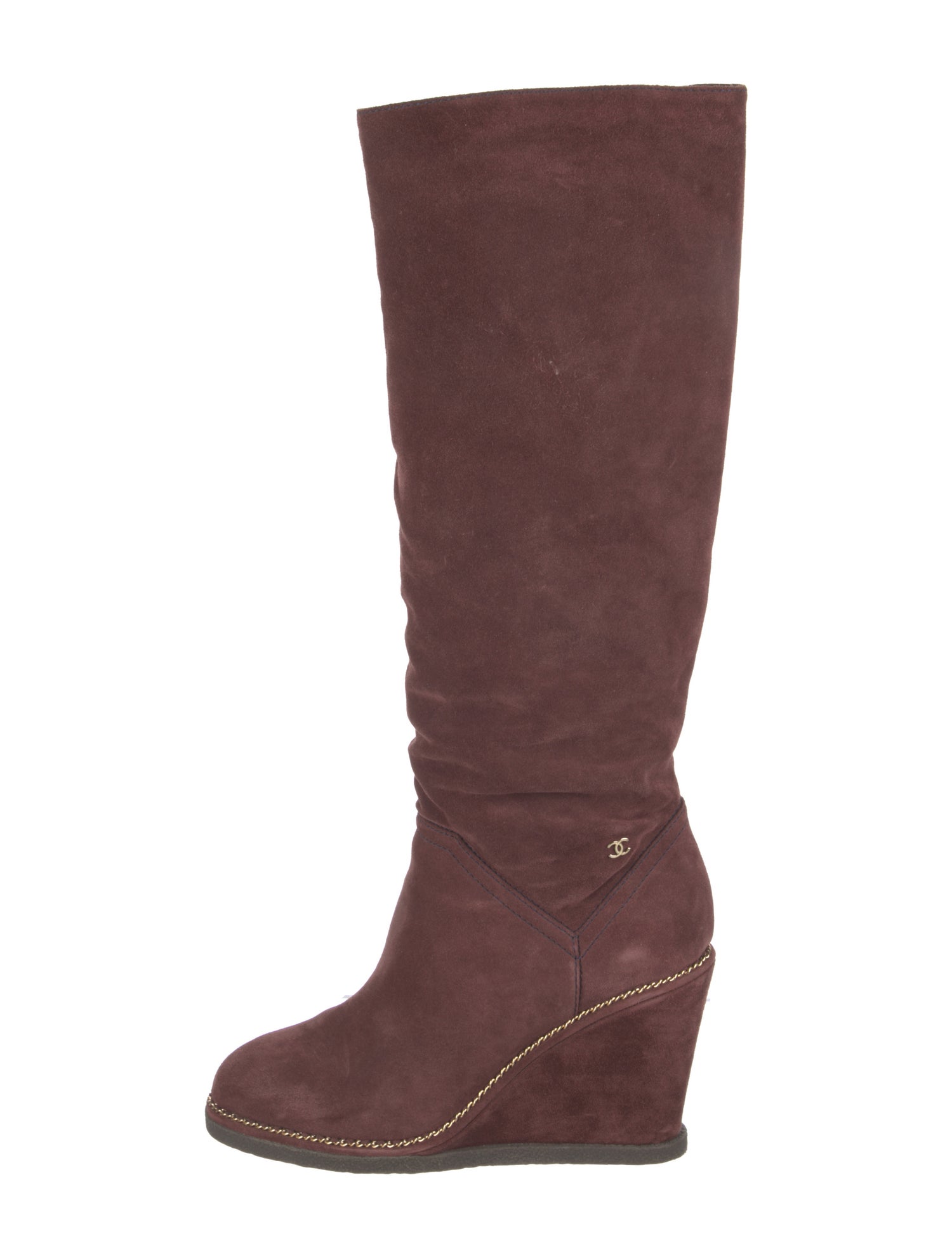 Chanel Interlocking CC Logo Suede Boots