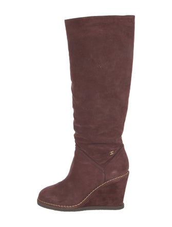 Chanel Interlocking CC Logo Suede Boots