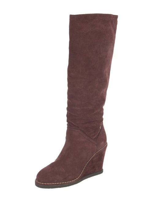 Chanel Interlocking CC Logo Suede Boots
