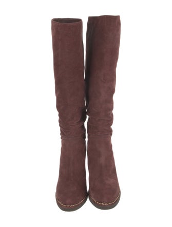 Chanel Interlocking CC Logo Suede Boots