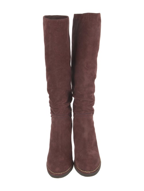 Chanel Interlocking CC Logo Suede Boots