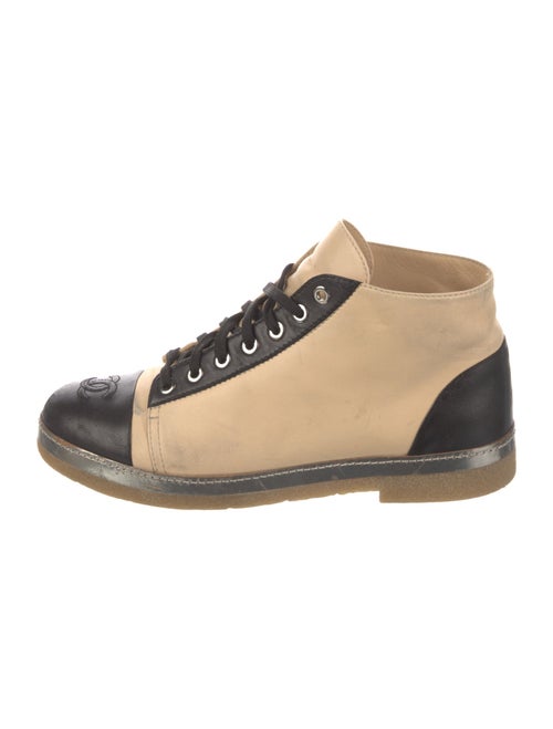 Chanel Interlocking CC Logo Leather Lace-Up Boots