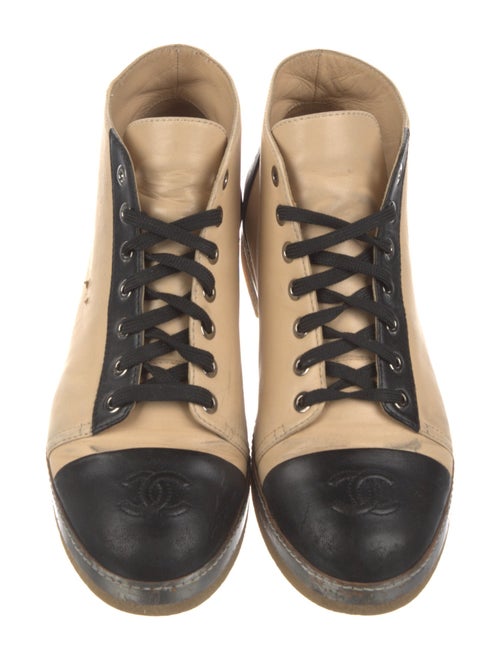 Chanel Interlocking CC Logo Leather Lace-Up Boots