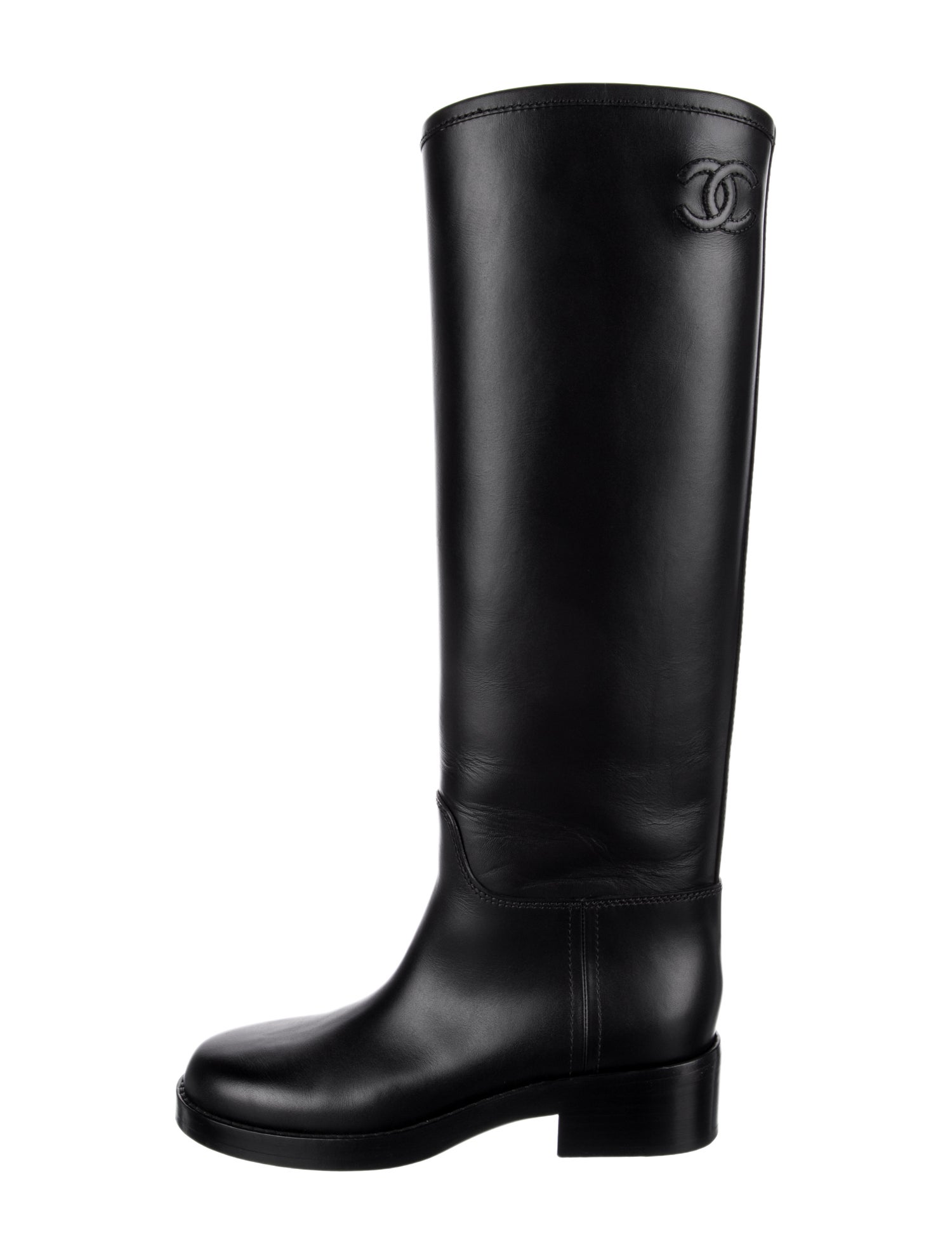 Chanel Interlocking CC Logo Leather Riding Boots