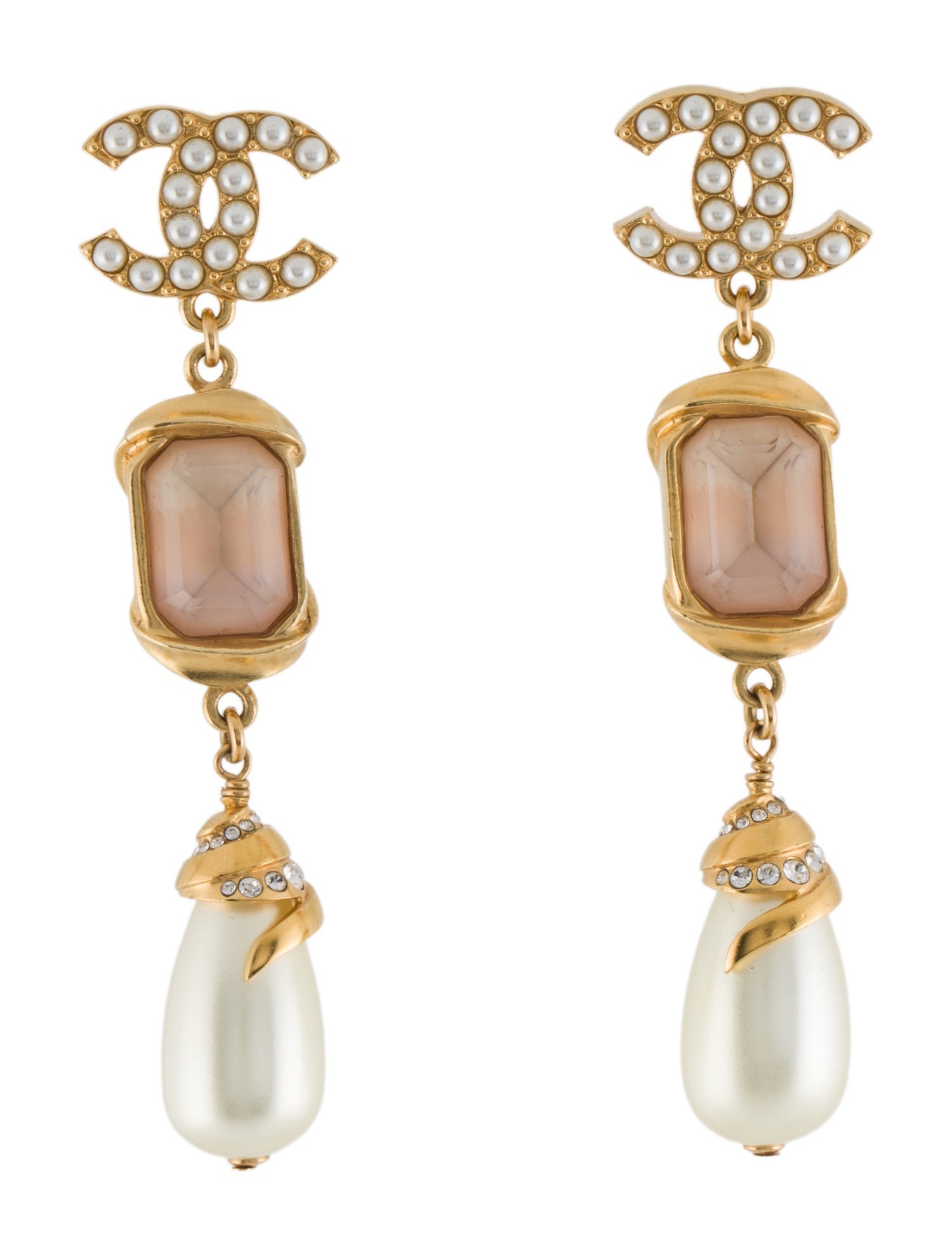 Chanel 2022 Faux Pearl, Gripoix & Strass Drop Earrings