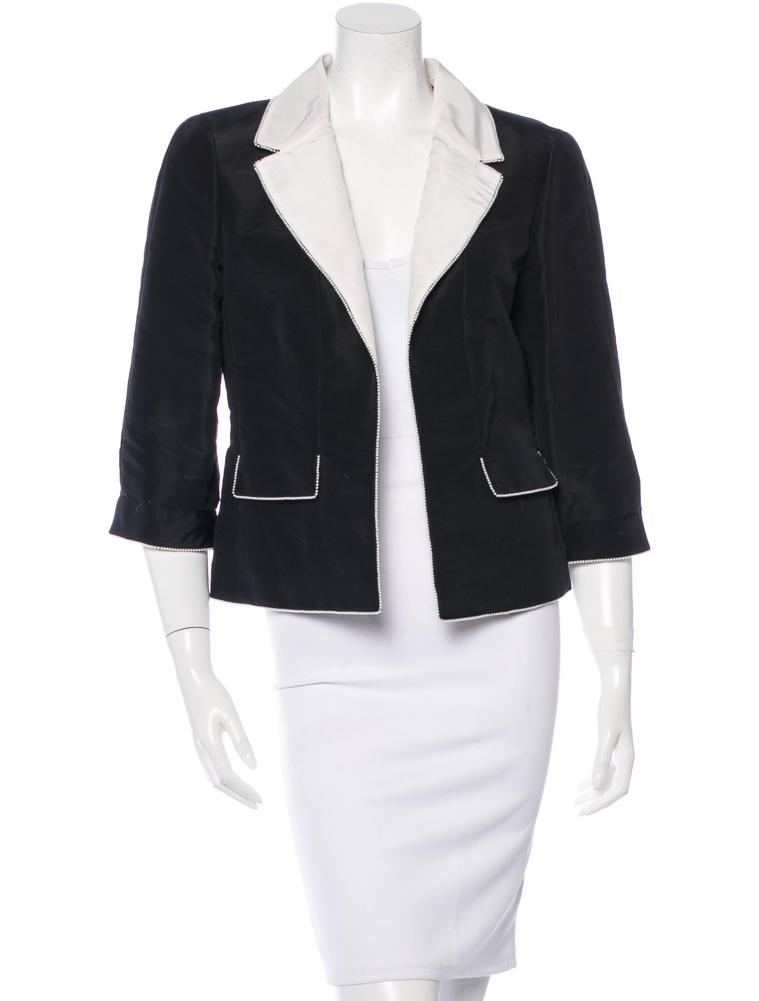 Chanel Fantasy Pearl-Trimmed Silk Blazer