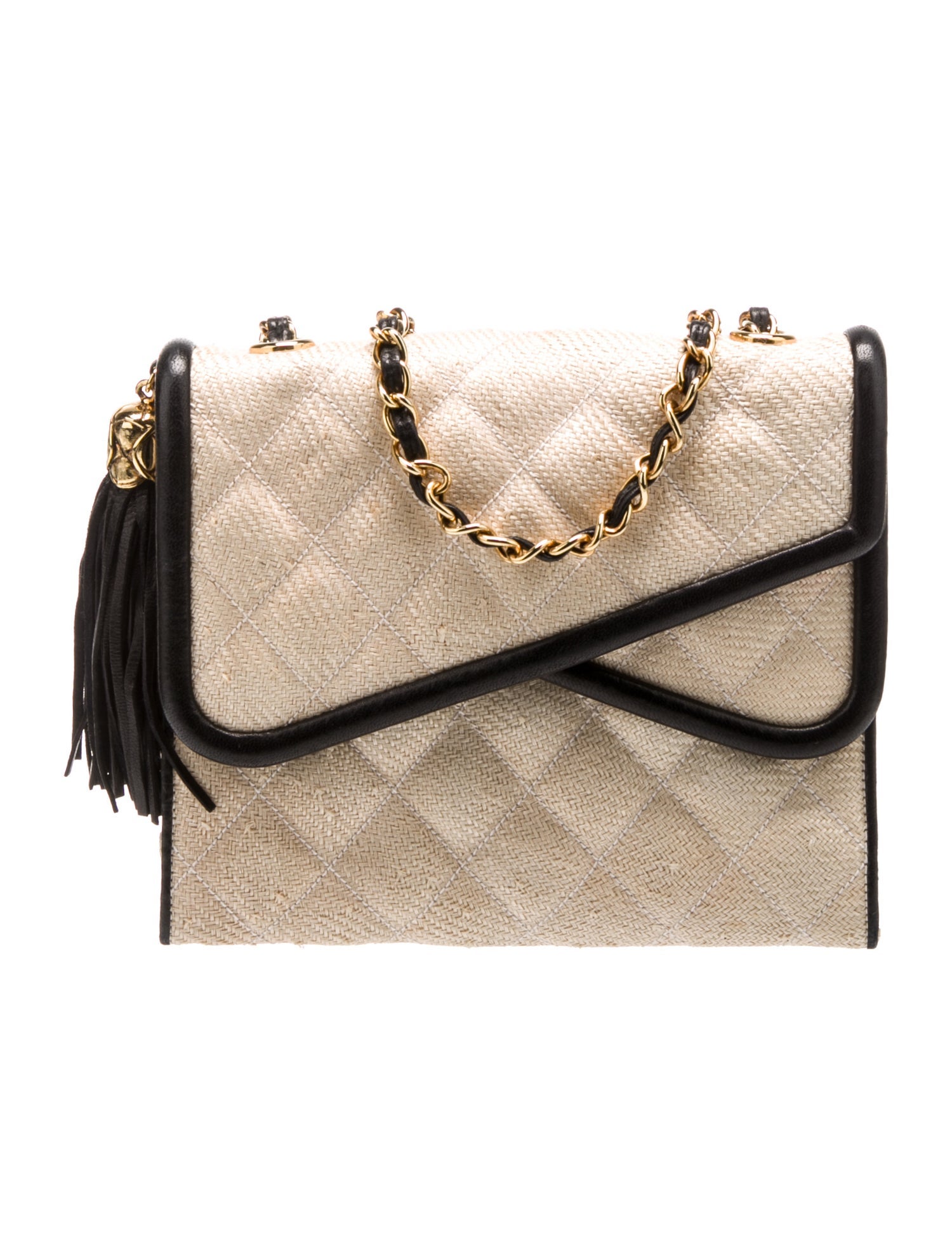 Chanel Raffia Quilted Tassel Flap Bag