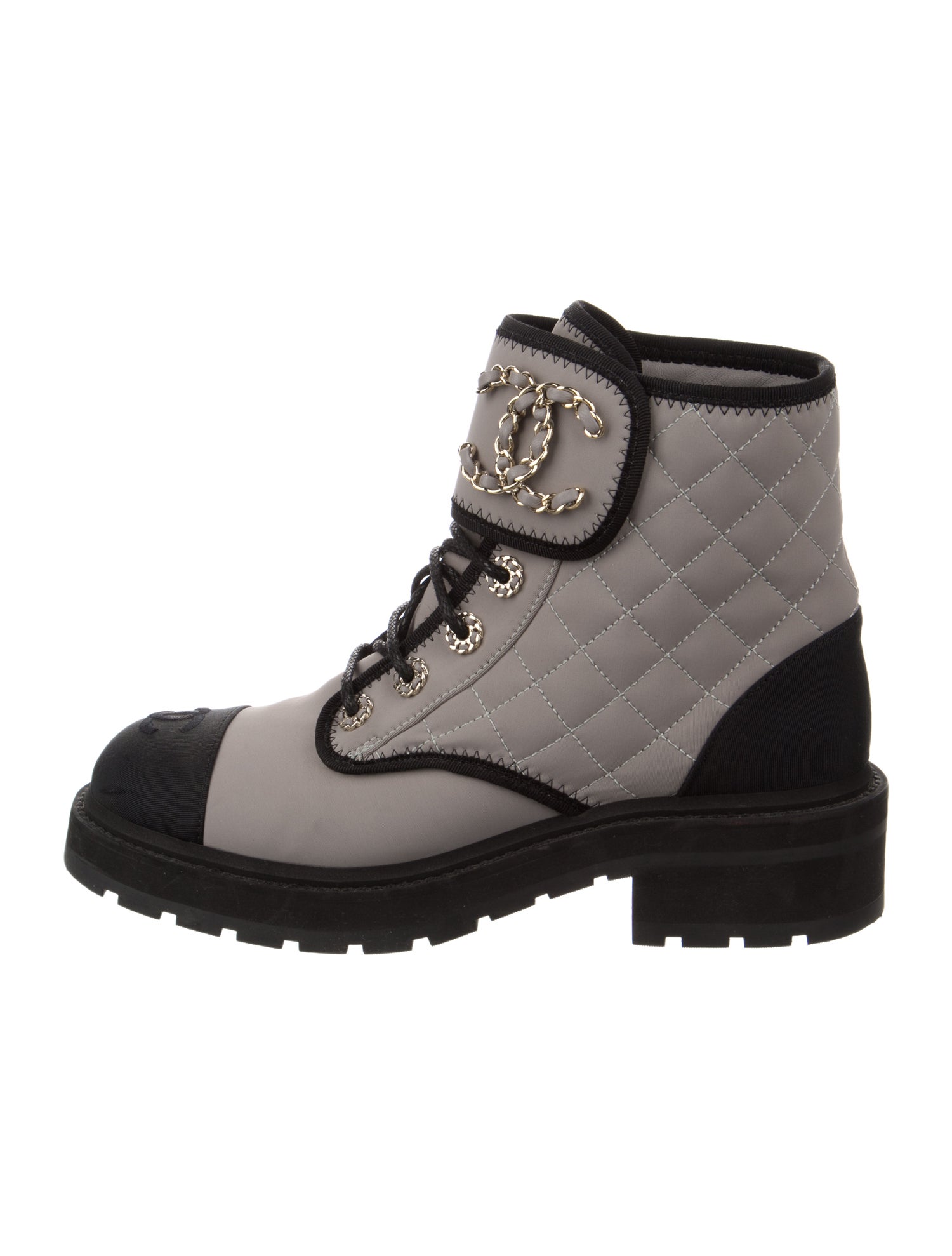 Chanel 2022 Interlocking CC Logo Combat Boots