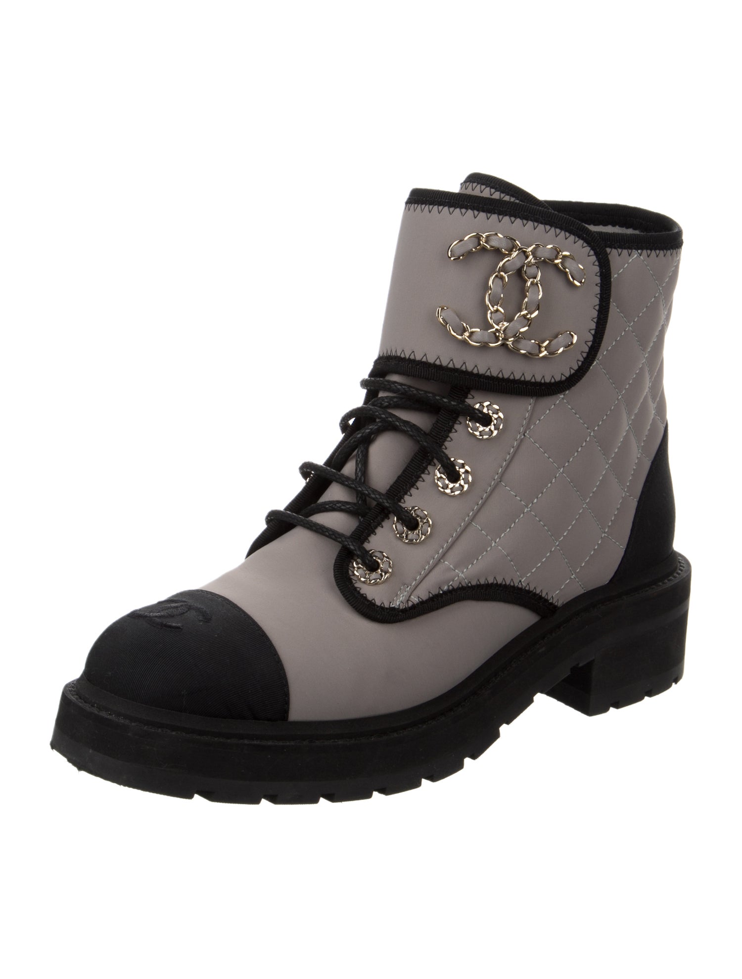 Chanel 2022 Interlocking CC Logo Combat Boots