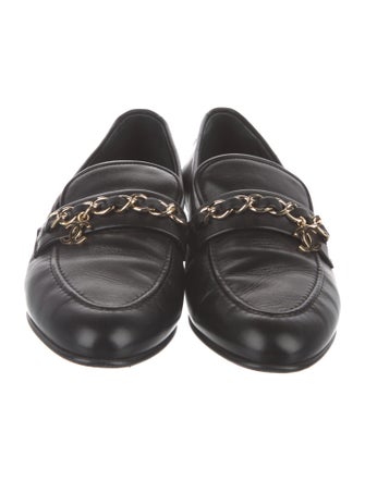 Chanel Interlocking CC Logo Lambskin Loafers