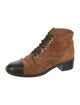 Chanel Interlocking CC Logo Suede Combat Boots