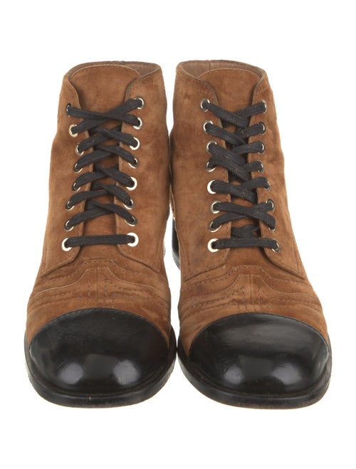 Chanel Interlocking CC Logo Suede Combat Boots