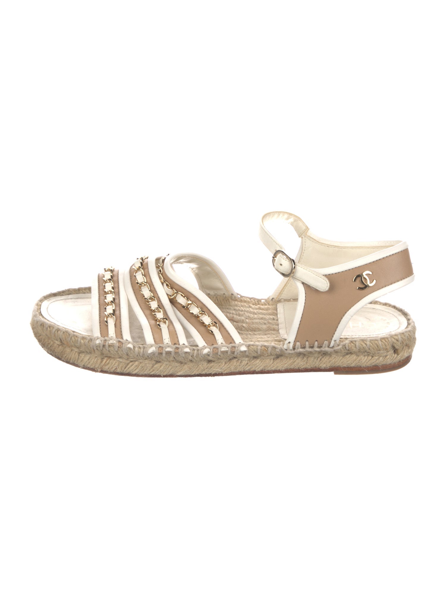 Chanel Interlocking CC Logo Leather Espadrilles