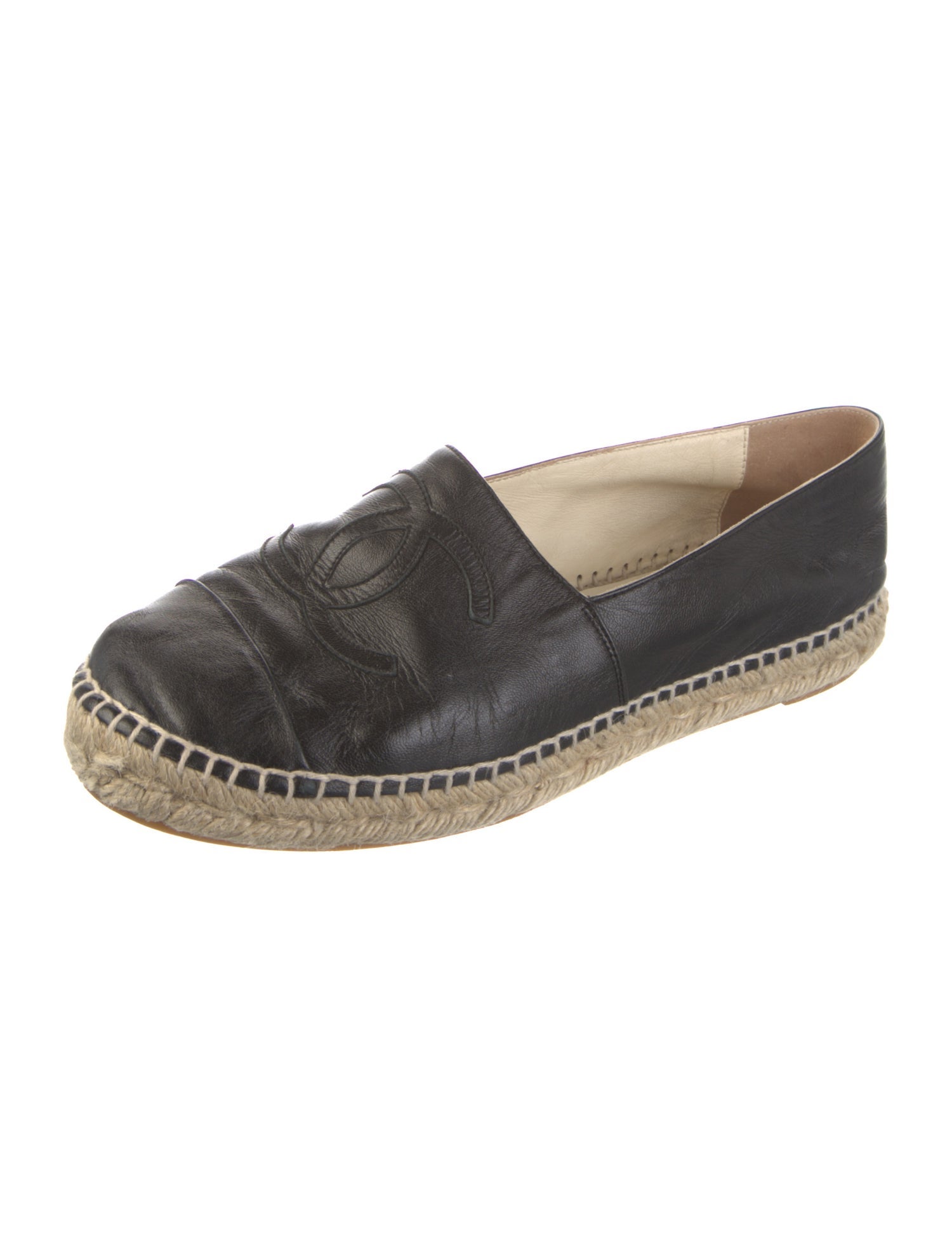 Chanel Leather Whipstitch Trim Espadrilles