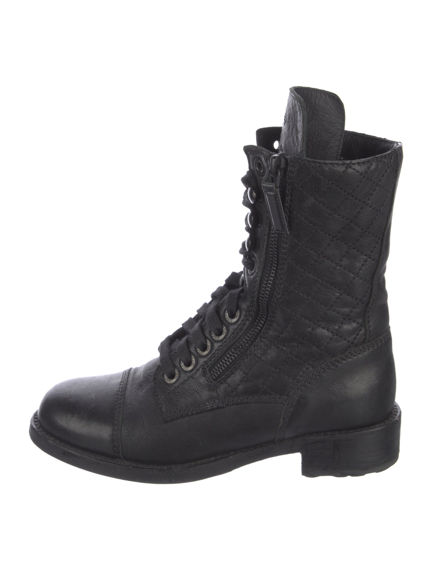 Chanel Interlocking CC Logo Leather Combat Boots