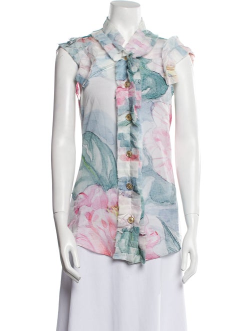 Chanel 2013 Floral Print Button-Up Top
