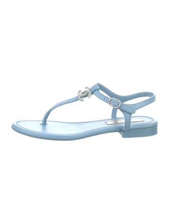 Chanel 2023 Interlocking CC Logo T-Strap Sandals