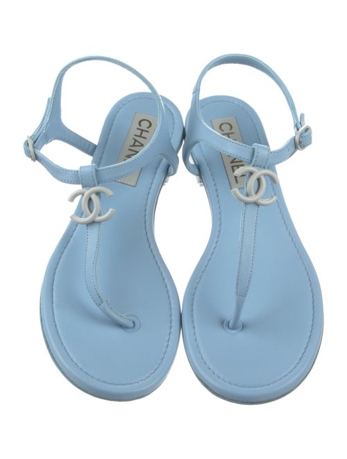 Chanel 2023 Interlocking CC Logo T-Strap Sandals
