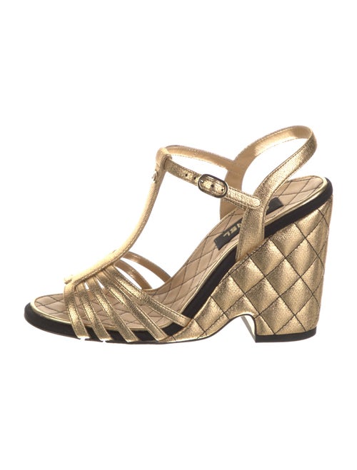 Chanel 2022 Interlocking CC Logo T-Strap Sandals