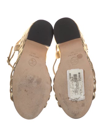 Chanel 2022 Interlocking CC Logo T-Strap Sandals