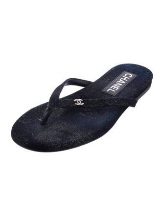 Chanel 2024 Interlocking CC Logo Flip Flops