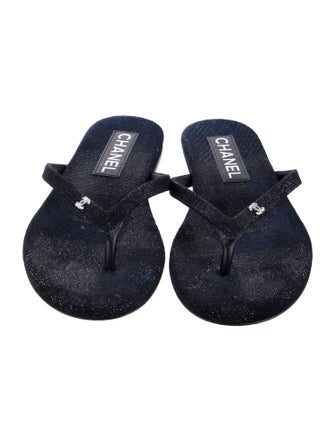 Chanel 2024 Interlocking CC Logo Flip Flops