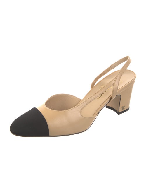 Chanel Interlocking CC Logo Leather Slingback Pumps