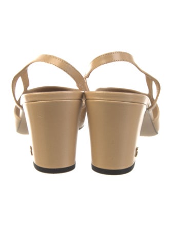 Chanel Interlocking CC Logo Leather Slingback Pumps