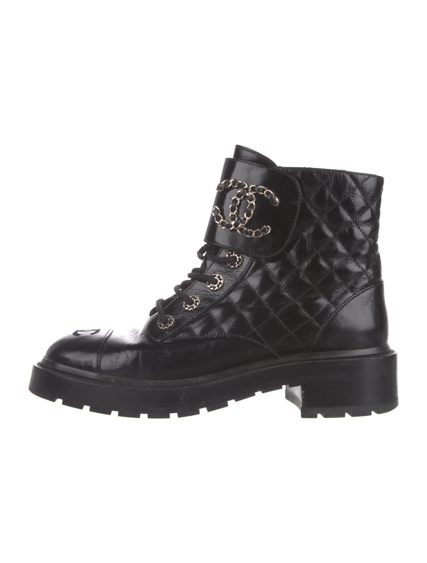 Chanel 2021 Interlocking CC Logo Combat Boots