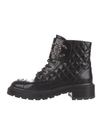 Chanel 2021 Interlocking CC Logo Combat Boots