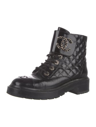 Chanel 2021 Interlocking CC Logo Combat Boots