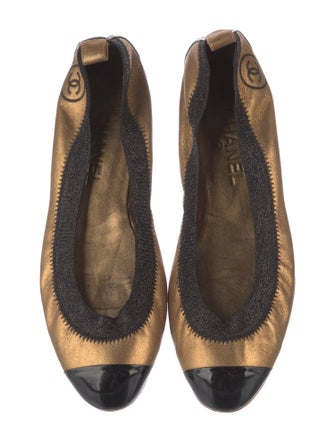 Chanel Interlocking CC Logo Calfskin Ballet Flats
