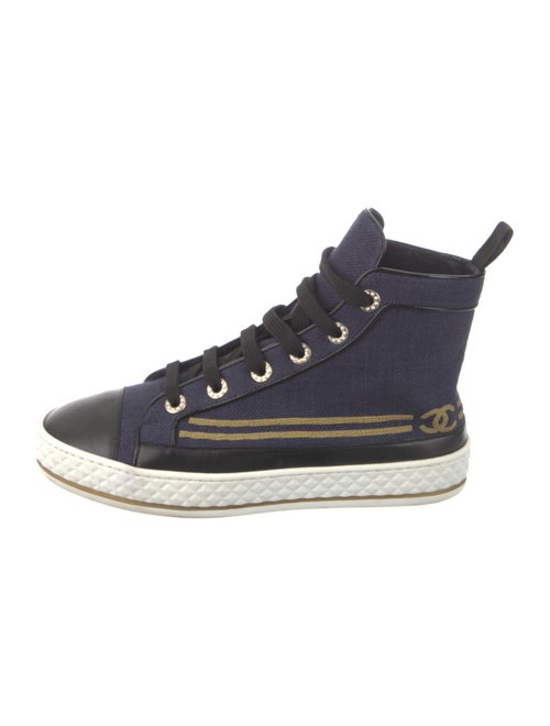 Chanel Interlocking CC Logo Canvas Wedge Sneakers
