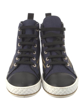 Chanel Interlocking CC Logo Canvas Wedge Sneakers