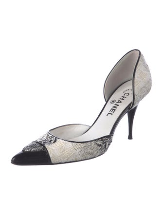 Chanel Interlocking CC Logo Tweed D'Orsay Pumps