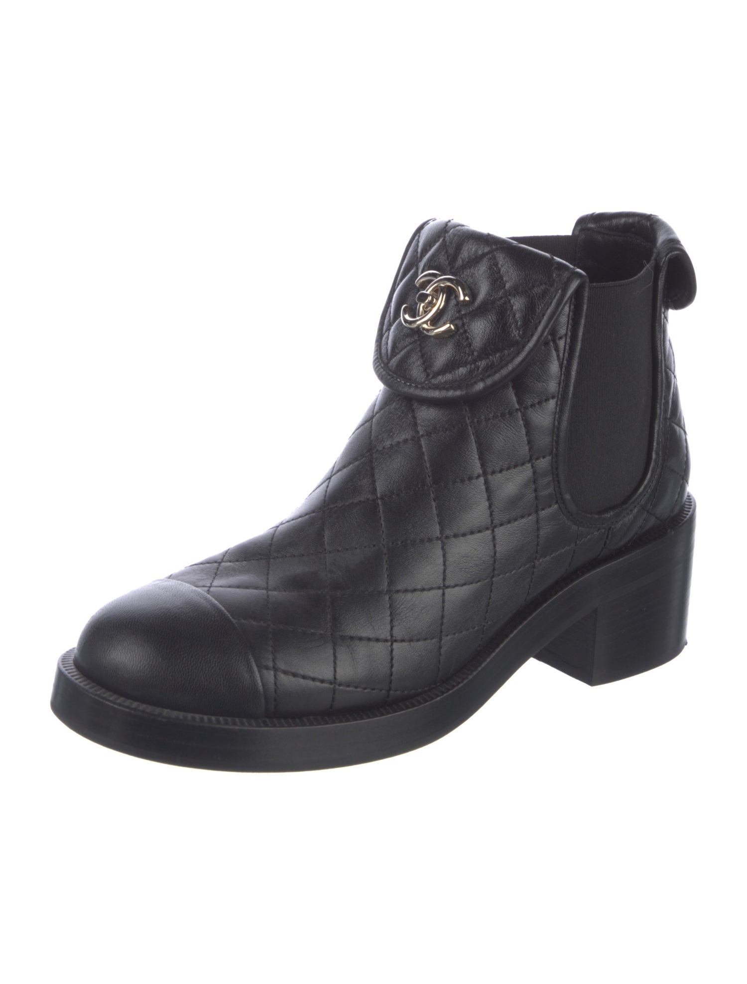 Chanel 2023 Interlocking CC Logo Chelsea Boots