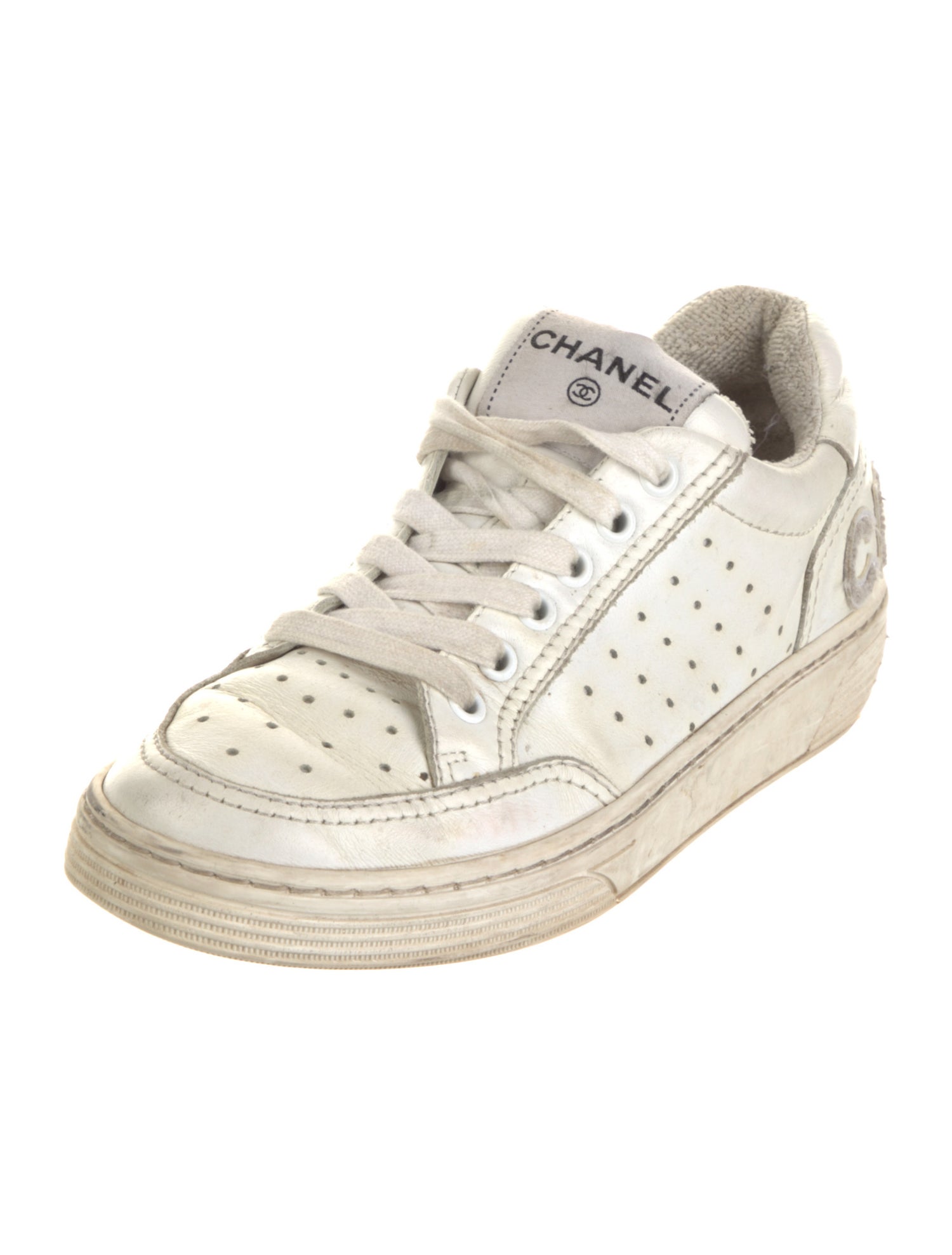 Chanel Interlocking CC Logo Leather Sneakers