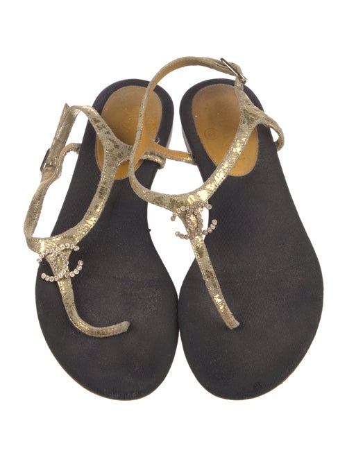 Chanel 2015 Interlocking CC Logo T-Strap Sandals