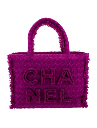 Chanel Giant Logo Tweed Shopping Bag