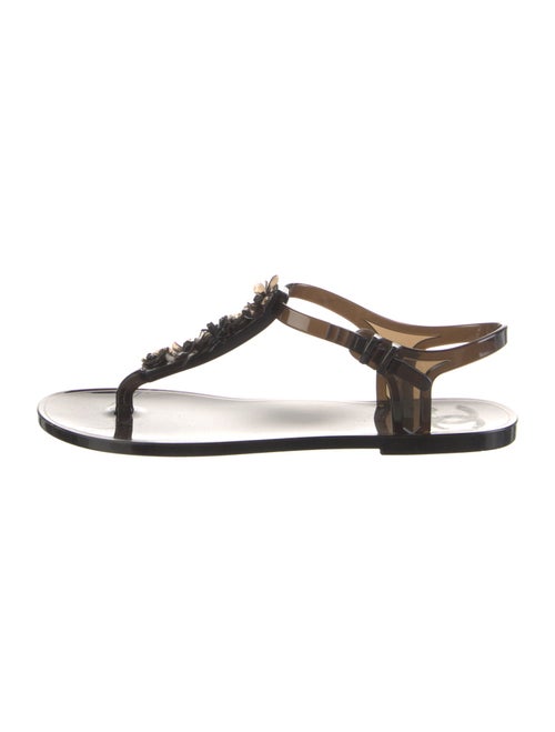 Chanel Interlocking CC Logo Rubber T-Strap Sandals
