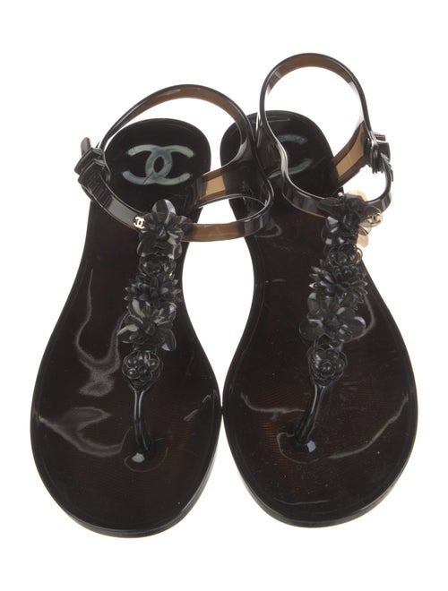 Chanel Interlocking CC Logo Rubber T-Strap Sandals