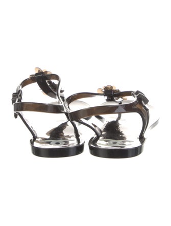 Chanel Interlocking CC Logo Rubber T-Strap Sandals