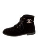 Chanel Interlocking CC Logo Velvet Combat Boots
