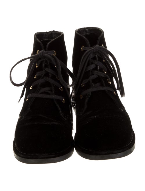 Chanel Interlocking CC Logo Velvet Combat Boots